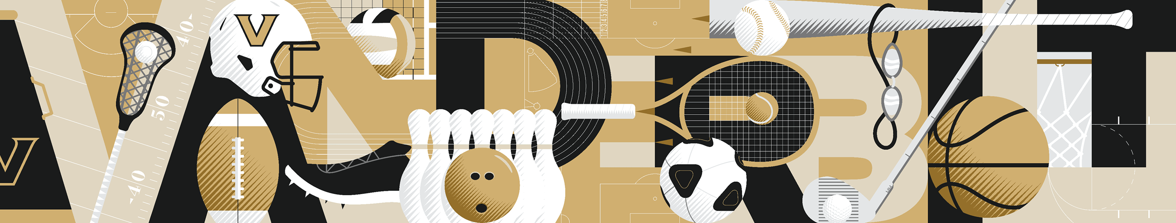 Vanderbilt University athletics mural illustration