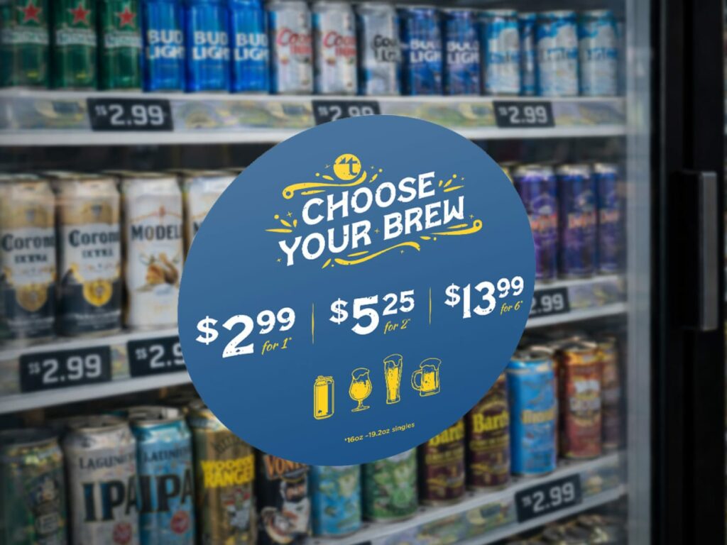 Twice Daily "Choose your Brew" cooler door decal