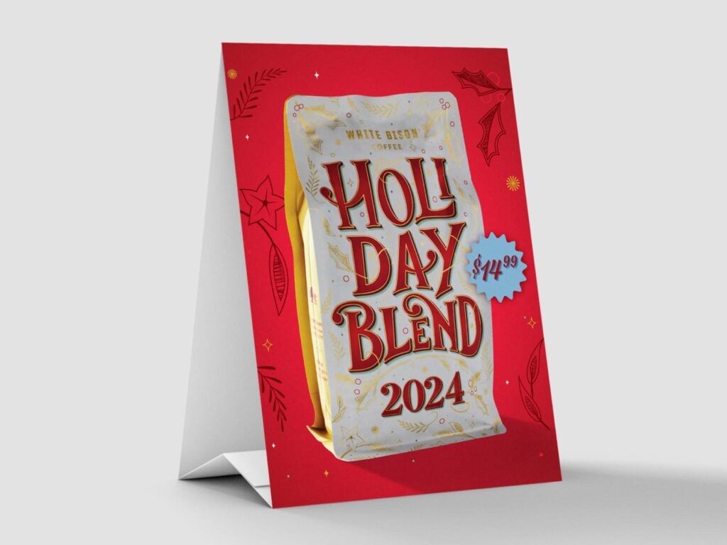 White Bison holiday table tent