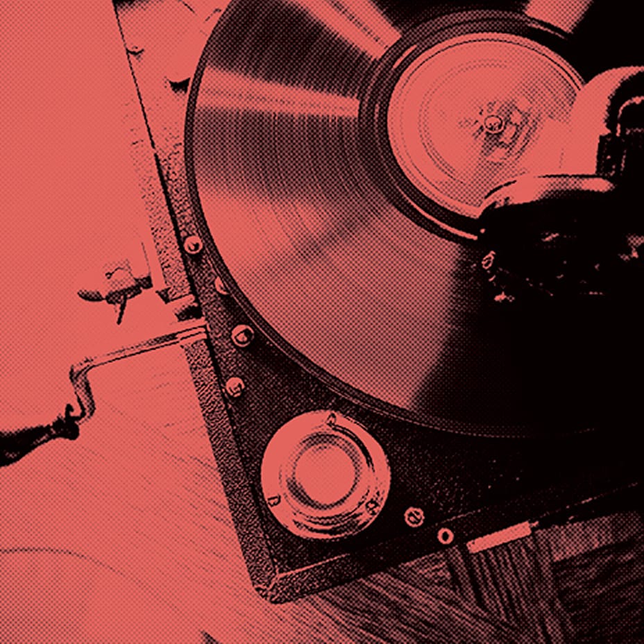 Vintage halftone image of record player