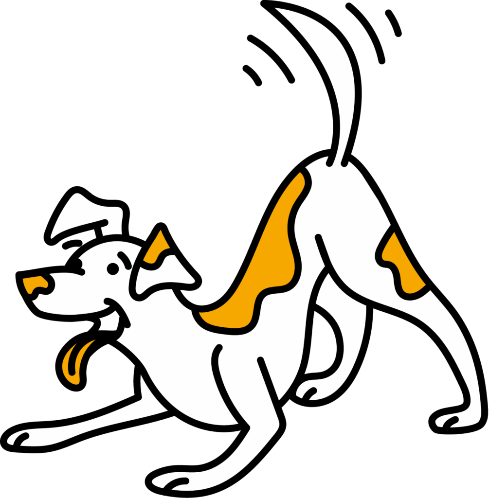 Illustration of a dog wagging its tail