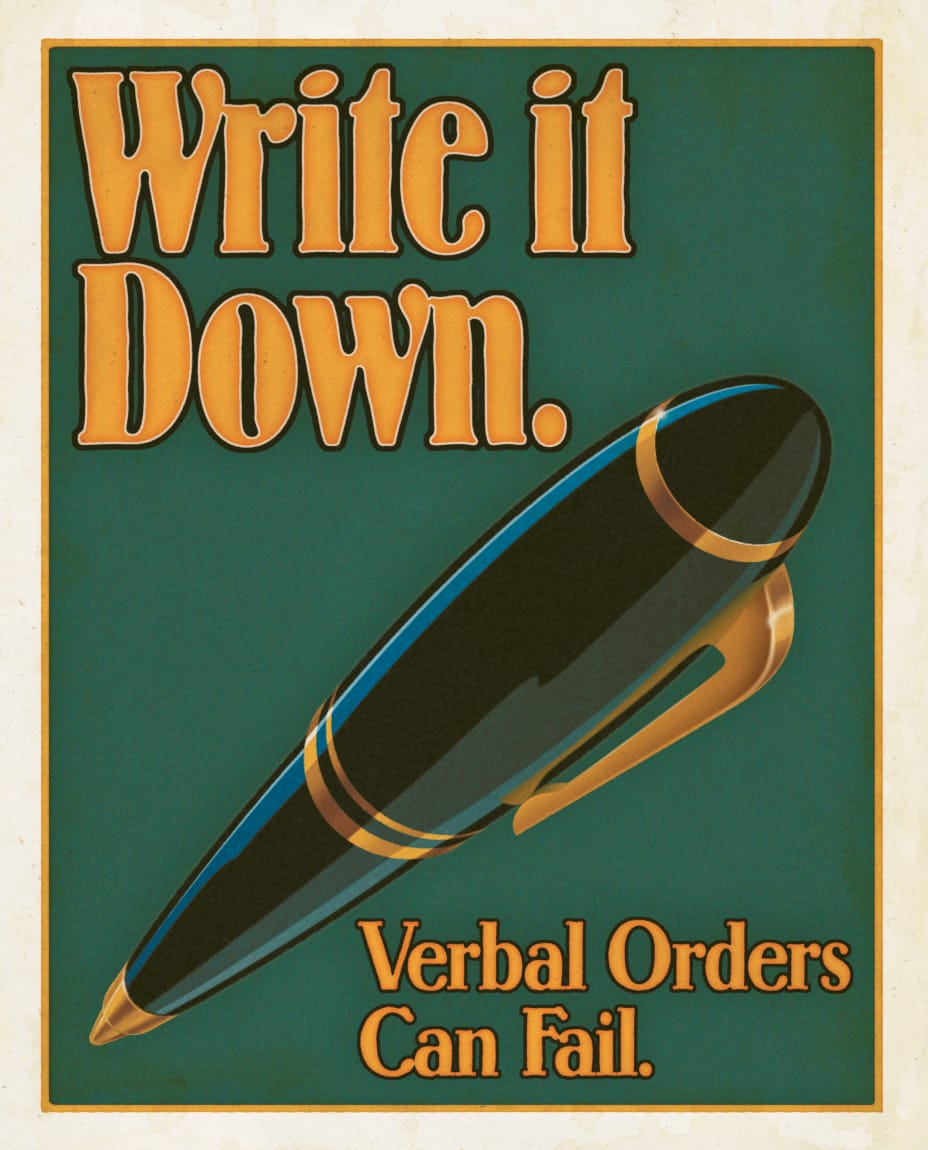 "Write it Down" poster illustration of a pen